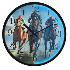 ALAZA 레트로 사이키델릭 그루비 벽시계 야광 배터리 작동 무소음 30.5cm(12인치) 비점성 야간 조명 시계 침실용