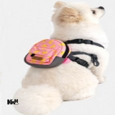 백팩 하네스 세트 핑크 오리 반려견의류 산책가방 펫백팩, S~M