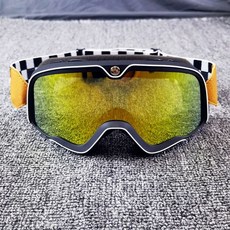 바이크 고글 오토바이 스포츠 스쿠터 오픈페이스 헬멧 호환 검정테 화이트엣지 변색 실버, 1개, 화이트 레드 체커보드 투명 포함