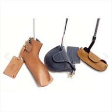 천연소가죽 퍼터커버 3종 일자형 말렛형 반달형 (각인 포함 / 키퍼 포함), 1개, 브라운