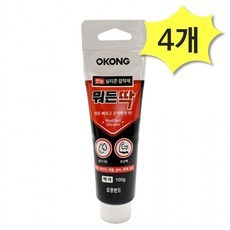오공 만능실리콘 접착제 뭐든딱 100ml x 4개 타일 대리석 금속 유리 오공본드, 1개