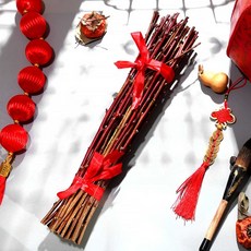 복숭아 꽃 가지 잡귀 제사 액운 행운 축제 부적 막대기 말린 나뭇가지 도원 신선 장식, 3. 80-100cm 복숭아꽃 가지 6개, 1개