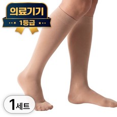라이프엠디 의료용 종아리 압박 스타킹 발막힘형 다리 릴렉스 보호대 혈액순환 압박용 밴드 슬리브 고탄력 니삭스 베이지, 니삭스형, 1세트