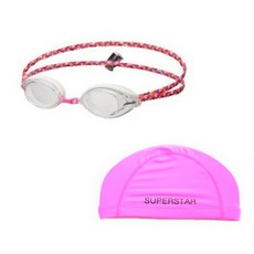 phoenix 兒童面料泳鏡 PN 508J FB + 彈力泳帽 SET, 粉色 + 粉色