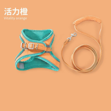 寵物胸背帶，活力橙, 柳丁綠-品質款, S（適合3斤內/1.5m牽引繩）建議量測後下單