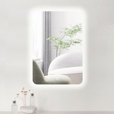 국산 LED 3색 직사각라운드 거울 간접 조명거울 인테리어 욕실 화장대거울 방습기능, 520×800