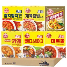 오뚜기 3분 소스 6종 인기세트 백세카레약간매운맛1 카레약간매운맛1 제육덮밥1 김치참치덮밥1 햄버그1 미트볼1, 6개