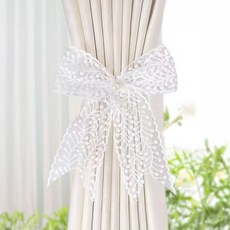 하나드림 리본 레이스 커튼끈 커텐 타이백, 2개, 화이트