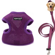 조끼형 하네스 세트 퍼플 XL 강아지산책줄
