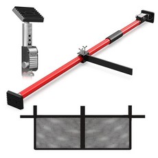 3-H 트럭 카고 바 109.2-195.6cm(43-77인치) 조절 가능한 서포트 폴 전체 금속 캐비닛 잭 자동 잠금 스프링 래칫 포함 트럭 베드 디바이더 - 밴 SUV, 레드 1pc&Bar&Net