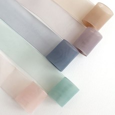 리본빌 브리엘라 오간디 고급 오간디리본 꽃포장 청첩장리본, 1개, 3.블루(Blue) - 2M