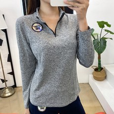 스토리원 여성 반지퍼 헨리넥 기모 긴팔 티셔츠 요가복 RKFT-LT20