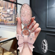 현대 차 키케이스 핑크 그랜저 GN7 아이오닉 코나 자동차 키 홀더 커버, 선택없음, O타입-핑크-리본(현대차키케이스-7버튼)