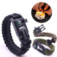 도매창고 생존 로프 나침반 부싯돌 밧줄 캠핑 파이어스틱 비상용 호루라기 팔찌 파라코드 재난 용품 키트, 생존팔찌-베이직-밀리터리, 1개