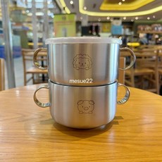 316雙層不鏽鋼兒童雙把手吃飯碗 密封蓋隔熱防燙 附雙柄小豬獅子圖案 550ml, 獅子雙把手碗550ml, 1個