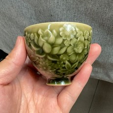 許燕歸 龍泉青瓷全手工刻繪繁花茶碗, 商品主圖, 1個