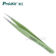 Proskit 1PK-101T 120mm 절연 핀셋 납땜 스테이션 용 비자성 정전기 방지 원형 타구 스트레이트 핀셋, [01]