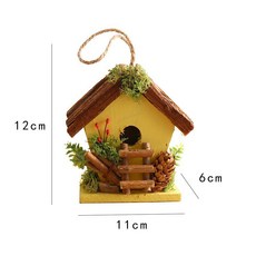 야외 나무 새집 정원 새둥지 원목 가든 참새집 버드하우스 둥지 소품, 노란 트럼펫