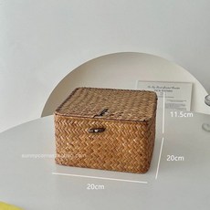 해초 라탄 정리함 소품 수납 바구니 소형, 대형 정사각형, 1개