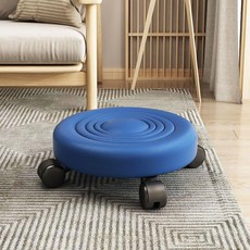 滑輪小凳子家用美縫椅萬向輪矮凳帶輪擦地移動小板凳學步神器圓凳, 升級款藍水紋滑輪（5輪）, 1個