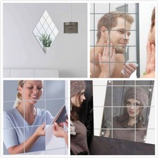 萬用時尚DIY鏡面貼9入組 (15x15cm) - 浴室臥室裝飾鏡子貼紙, 單套(9入)