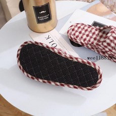 軟底拖鞋 格棉布藝超軟地板地磚室內無聲軟底機洗高檔家居家爆款布底拖鞋, 女酒紅布底【無顆粒】,女大號適合38-39腳, 1個