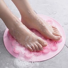 예삐스토어 논슬립 실리콘 발씻기 매트 등밀이 발세척 욕실 샤워 발각질, 핑크, 1개