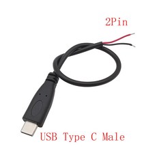 USB C 타입 수 암 플러그 전원 공급 장치 충전기 커넥터 DIY 수리 케이블 용접 타입 와이어 2 핀 4 핀 USB-C 0.3m 1m 2m, 1) 2pin Type C Male - 0.3M