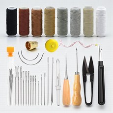 더하임 가죽 공예 DIY 세트 32피스 수공도구 수선 바느질 세트, 다색 베이직, 1세트