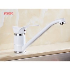 全銅烤白漆冷熱水龍頭 白色廚房水槽專用水龍頭 耐用易清潔, 1個