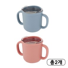 에디슨 프리미엄 실리콘 트레이닝 컵 1+1, 200ml, 1세트, 블루+핑크