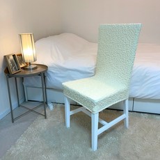 커버무드 고탄력 링클 식탁 의자 커버, 2개, 크림