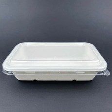 [CLS+] 직사각 펄프 용기 뚜껑 세트 50개 650ml 아이보리, 1세트