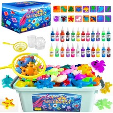 매직 워터 엘프 장난감 키트 24개의 젤이 포함된 아쿠아 요정 젤 16개의 바다 생물 몰드 예술 및 공예 DIY 스템 3세 이상 를 위한 크리스마스 선물 생일 파티 선물24가지