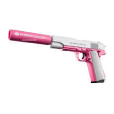 COLTSPT.F.A.MFG.CO 粉色仿真消音器玩具槍，輕量化設計，培養專注力與手眼協調能力, 柯爾特拋殼軟粉白色, 1個
