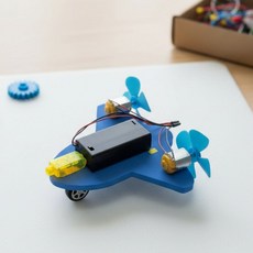 전동풍력 비행기 만들기 듀얼모터 쌍날개 글라이더 작용반작용 원리학습 (레이저형 1인용)