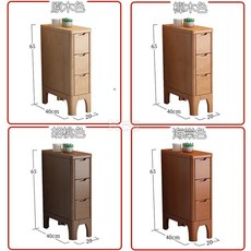 實木床頭櫃 - 夾縫收納邊櫃 北歐簡約風 三抽屜斗櫃, 正面寬20深40高65cm【三抽實木】顏, 1個