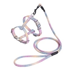 貓咪胸背帶牽引繩 輕盈舒適防掙脫 可調節寵物牽繩, 漸層彩色, 1個