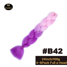 긴 보라색 24인치 점보 브레이드 익스텐션스 합성 브레이딩 헤어 아프로 옴브레 컬러 카네칼론 헤어 어린이, 01 24인치, 01 1개/묶음, 31 B42