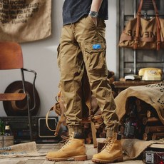 튼튼한 카고 밀리터리 워크웨어 팬츠, 1개, 8688 어스옐로우 봄가을용