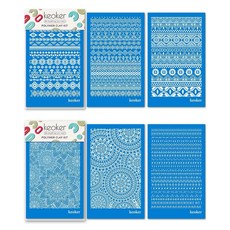 Keoker Aztec 폴리머 클레이용 실크 스크린 스텐실 아즈텍 및 보헤미안 6개 주얼리 클레이 귀걸이 장식 인쇄용 각 15.2 x 9.7cm(6 3.8인치) (전체 6, 6개 전체