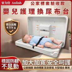 Anlish 嬰兒照護換尿布台 壁掛式折疊 承重45kg 鋼板結構, 白色
