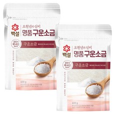 백설 천일염 구운소금, 400g, 2개