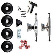 스케이트보드 트럭 브래킷이 있는 알루미늄 합금 스케이트보드 트럭 세트 휠 스케이트 스쿠터 부품 및 액세서리, Silver bracket White