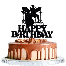 록롤 드러머 파티 장식을 위한 음악 테마 파티를 WRA R 드럼 키트 생일 축하 케이크 토퍼 세트