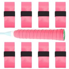 땀 흡수 그립 테니스 테이프 오버그립 8팩 블루 라켓 프리컷 논슬립 끈적끈적한 PU 가죽 흡수제 드라이 필 촌스러운 랩 벌크 패들 피클볼 공급 성인용, Deep Pink