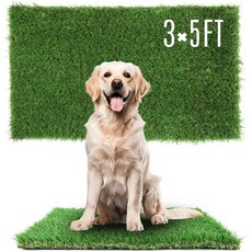 TURF XPRESS 1.38인치 인조 잔디 3 x 5피트 반려견 패드 실내 야외 정원 조경 파티오 매트 두꺼운 러그 반려동물 강아지 배변 훈련용, Olive Green, 3x5FT