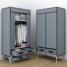 차차에이전시 비키니옷장 스텐드 수납 커튼 간이옷장, 조립 완료, 너비 83cm그레이 너비 83깊이45높이170cm