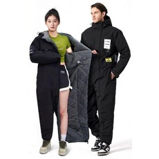 겨울 점프슈트 배달대행 방한복 방수 라이딩 일체형 작업복 워터프루프 보온, XXXL, 3. 블루 플리스 안감