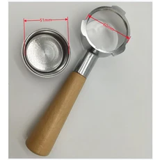 바텀리스 필터 거치대 에스프레소 커피 메이커 부품용 60mm 15-20bar, 01 Wood handle